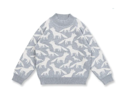 Sense Organics knitted sweater grey withb foxes