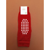 Hirsch natur woolen leg warmers with antislip red