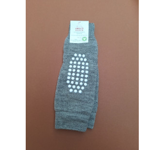 Hirsch natur woolen leg warmers with antislip grey