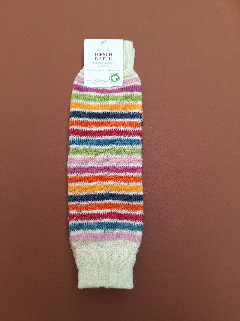 Hirsch natur woolen leg warmers rainbow blue
