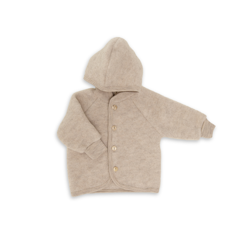 Engel Natur woolfleece jacket with hood  Sand Melange