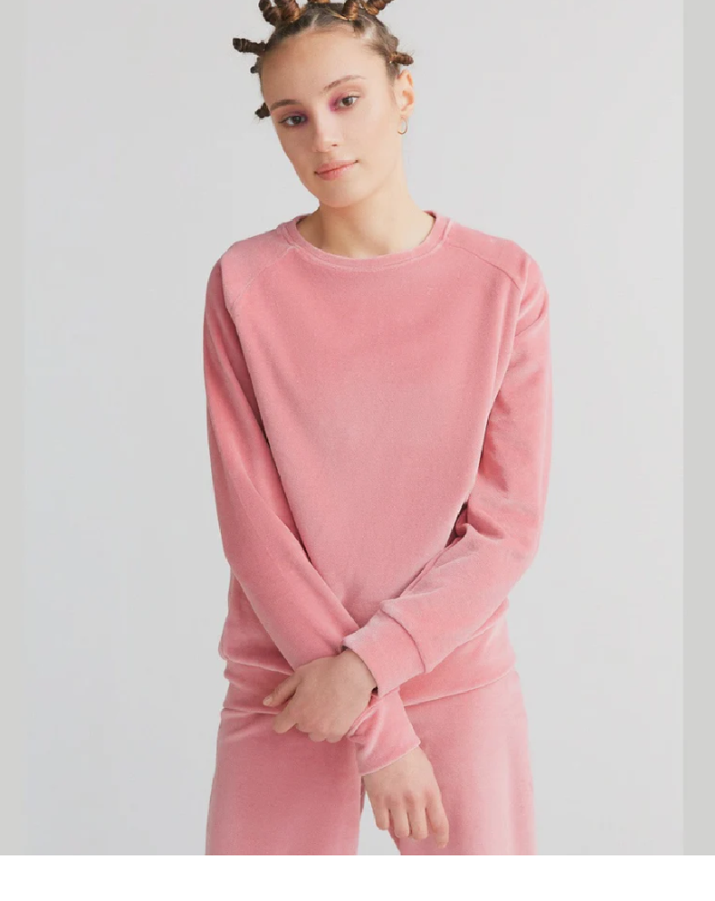 Leela cotton velourse longsleeve olijfgoen