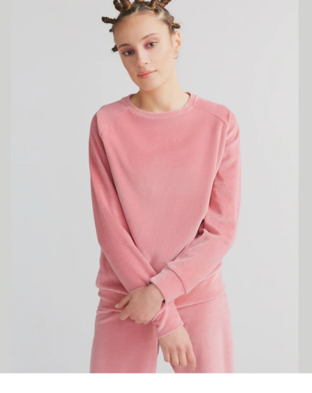 Leela cotton velourse longsleeve olijfgoen