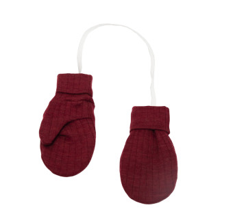 Joha mittens with thumb bordeaux 100% wool