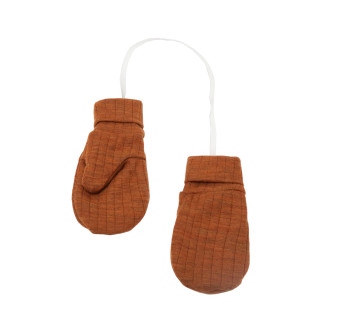 Joha mittens with thumb rusty orange 100% wool