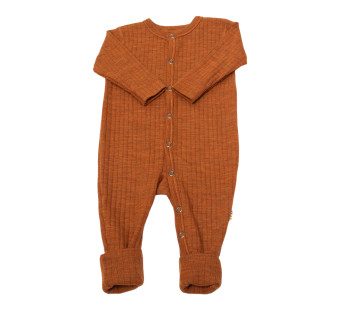 Joha jumpsuit met omslag 100% merinowol roest oranje   (56140)