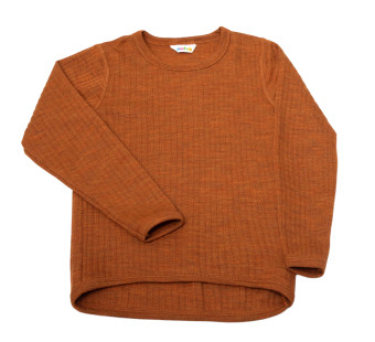 Joha wollen longsleeve met ribstructuur roest oranje (16341)