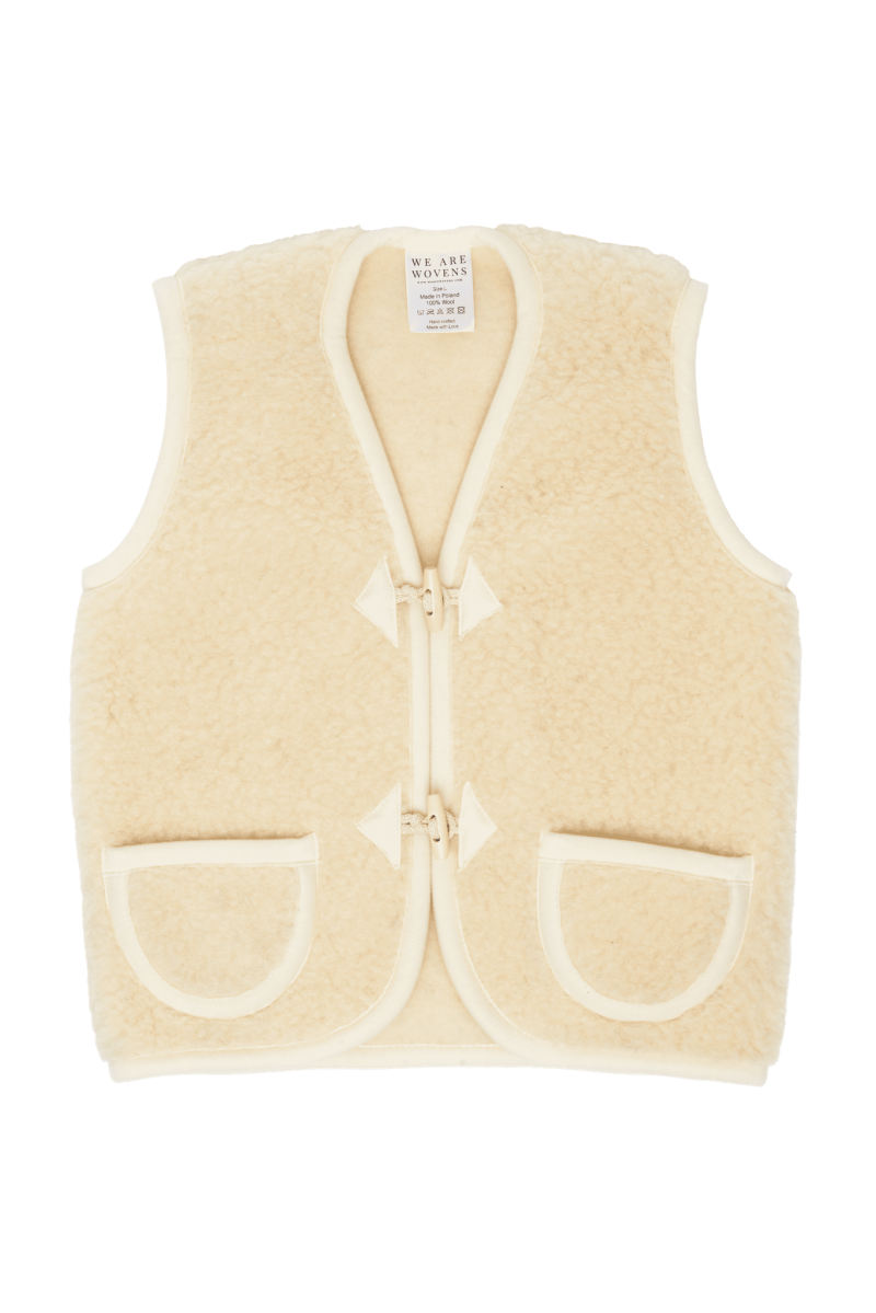 We are woven wollen bodywarmer giraf (kind)