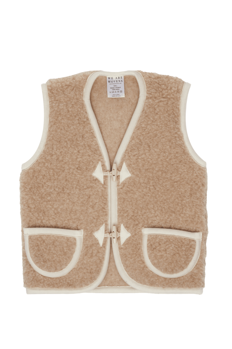 We are woven woolen bodywarmer flate white (child)