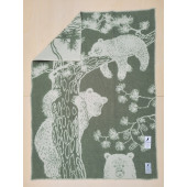 Mara woolen blanket 'Bear in de tree' agave green