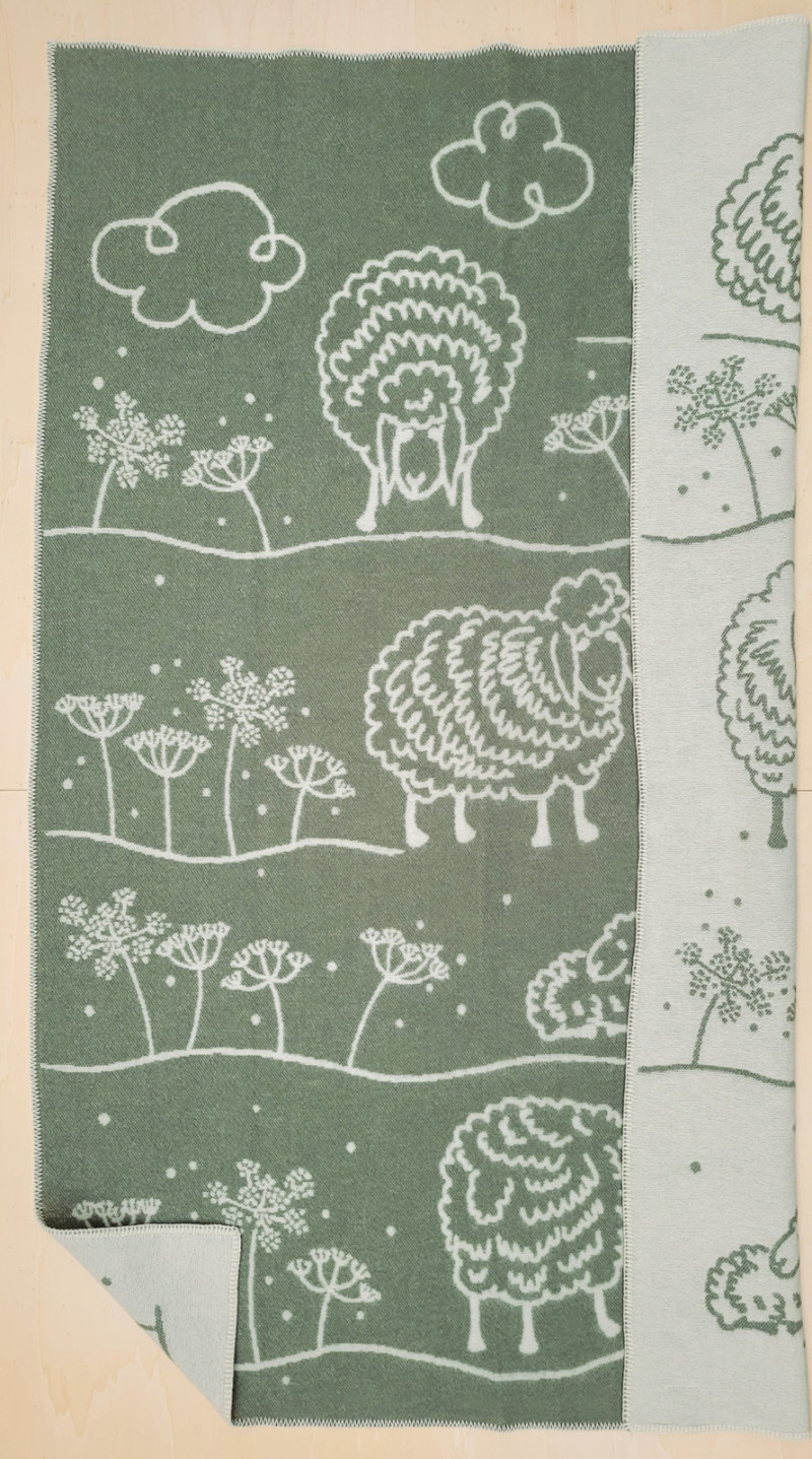 Mara woolen blanket 'sheep' agave green