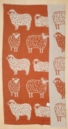 Mara woolen blanket 'sheep with flowers' rust
