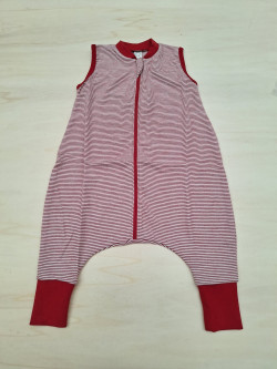 Lilano woolsilk sleeping bag without arms with feet red striped