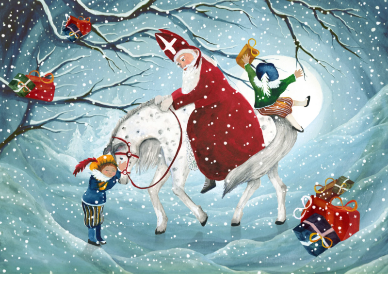 Postal card Advent - Bijdehansje