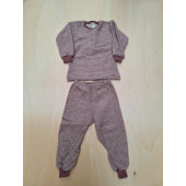 Lilano tweedelige wol plush pyjama mauve gestreept