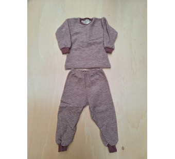 Lilano tweedelige wol plush pyjama mauve gestreept (250900)