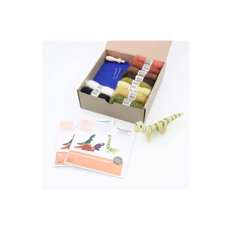 De wite Engel needle felting set dinosaurs