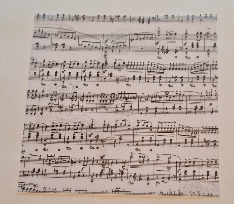 Transparantenpapier muzieknootjes zwart 20*20cm 50 blaadjes