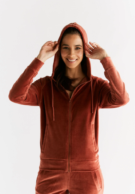 Leela cotton velvet cardigan tabasco