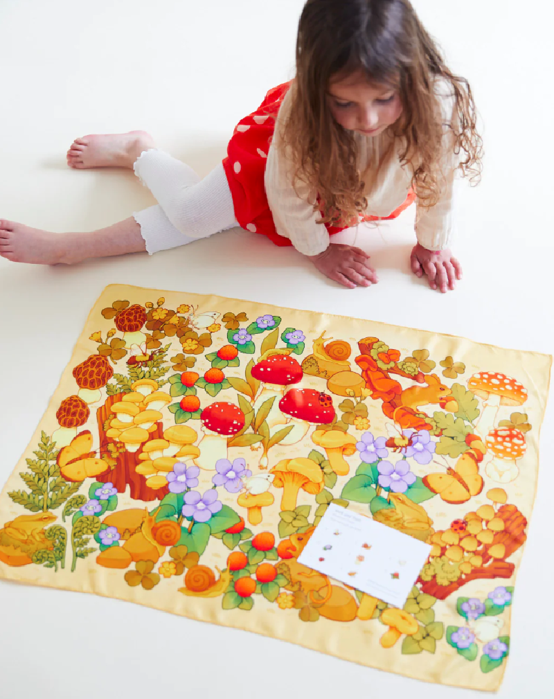 Sarah's silk zijde zoek en vind doek paddestoelen 53*73