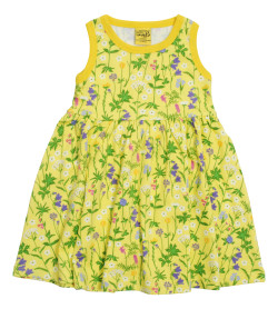 Duns Sweden sleeveless gathered dress yellow wild flowers