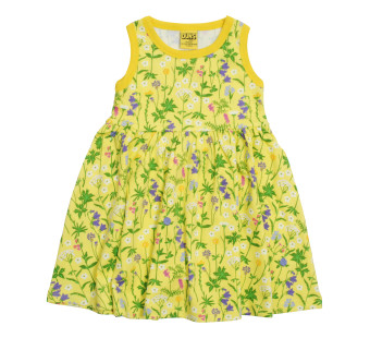 Duns Sweden sleeveless gathered dress yellow wild flowers