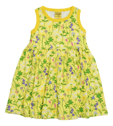 Duns Sweden sleeveless gathered dress yellow wild flowers