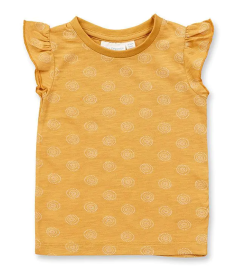 Sense Organics tshirt mustard with circles