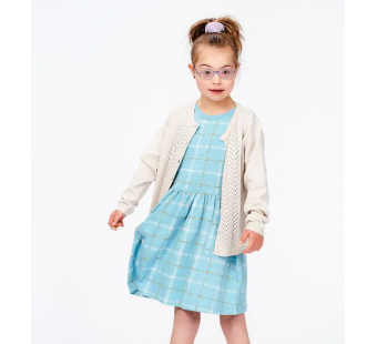 Sense Organics dress aqua checker