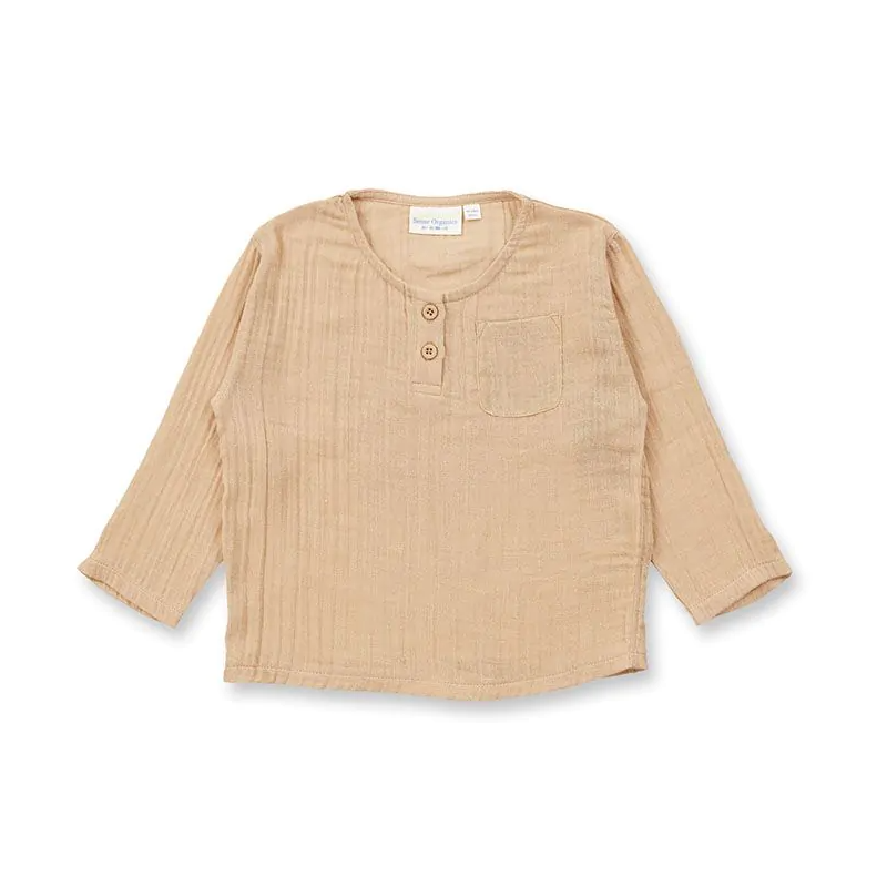 Sense Organics katoenen muslin longsleeve sand