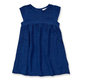 Sense Organics katoenen double gauze jurk navy Sense Organics katoenen double gauze jurk navy