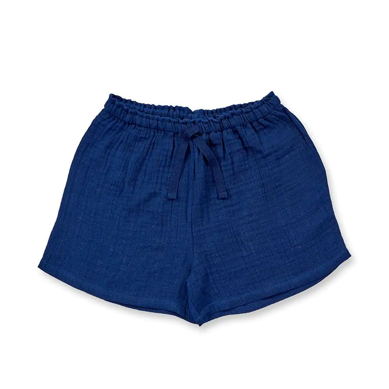 Sense Organics cotton muslin shorts navy