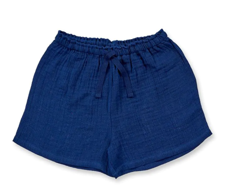 Sense Organics cotton muslin shorts navy