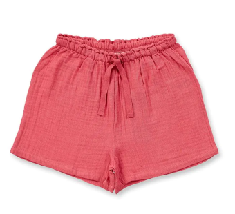 Sense Organics katoenen double gauze korte broek framboos Sense Organics katoenen double gauze korte broek framboos