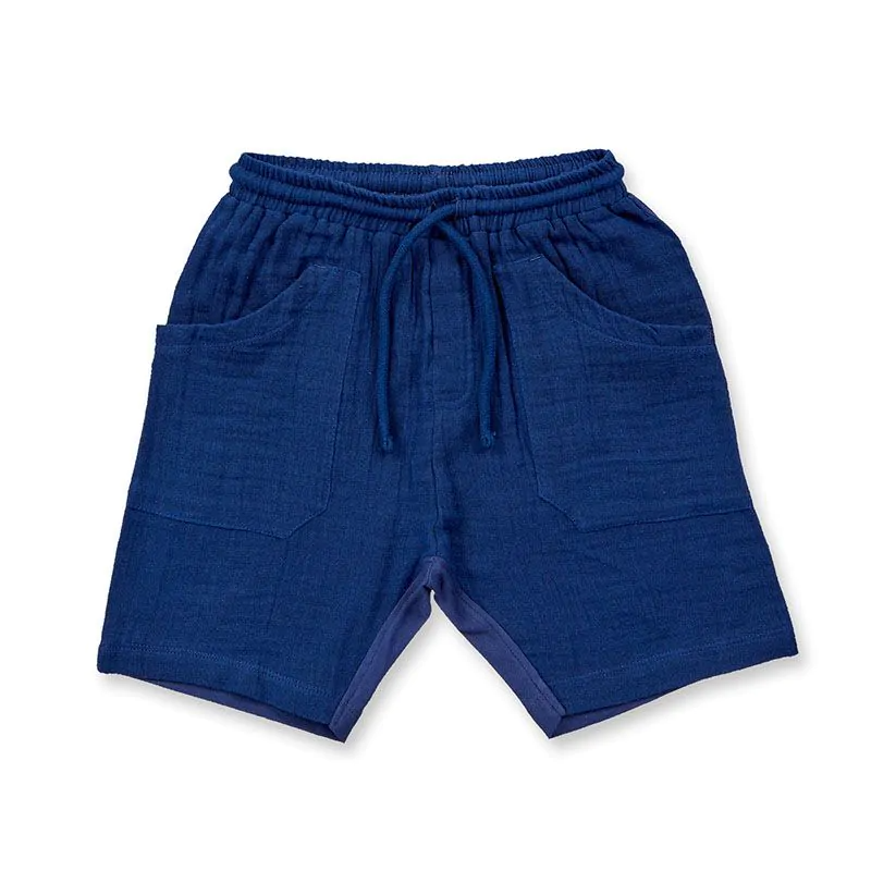 Sense Organics katoenen muslin korte broek navy
