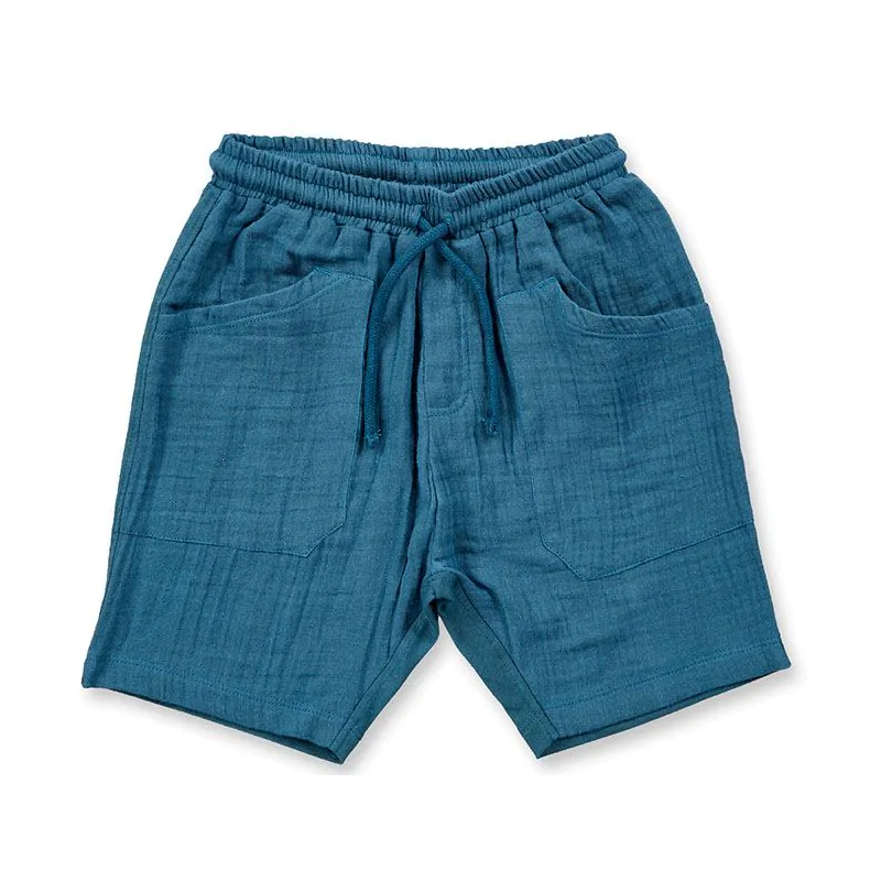 Sense Organics katoenen muslin korte broek navy