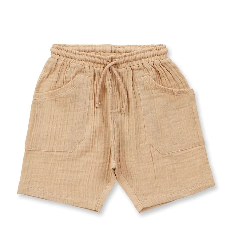 Sense Organics katoenen muslin korte broek navy