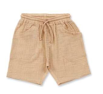 Sense Organics katoenen double gauze korte broek zand Sense Organics katoenen double gauze korte broek zand
