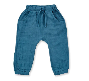 Sense Organics cotton muslin pants blue