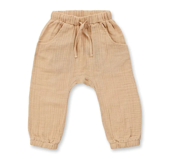 Sense Organics katoenen double gauze lange broek zand Sense Organics katoenen double gauze lange broek zand