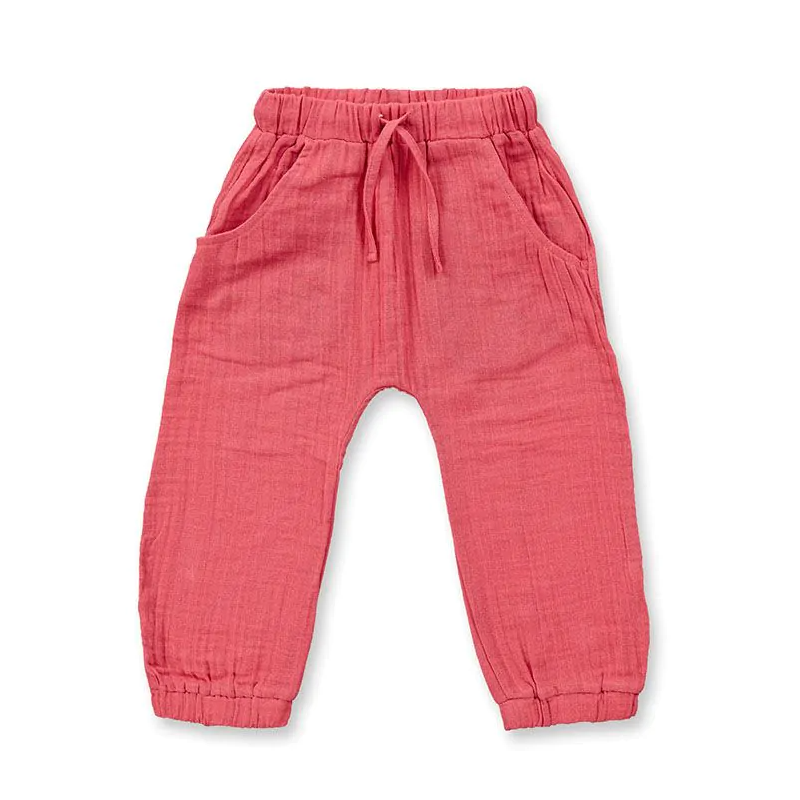 Sense Organics katoenen muslin lange broek zand