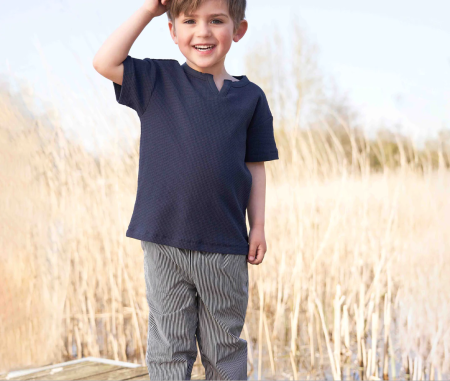 Muesli katoenen broek navy gestreept