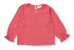 Sense Organics katoenen muslin longsleeve met roezels blauw