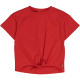 Müsli katoenen shortsleeve met knoop appelrood