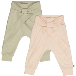 Muesli cotton pants set of two dessert green balsam pink