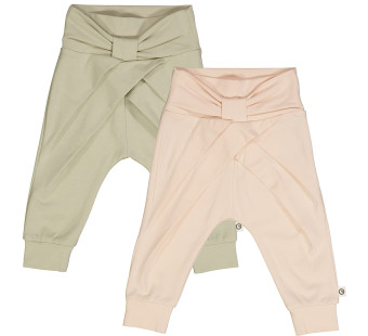 Muesli cotton pants set of two dessert green balsam pink