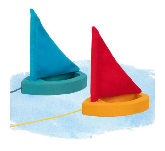 Goki swooden boat red or turquoise  (63873)