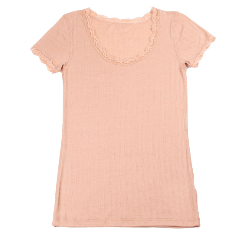 Joha woolsilk short sleeve shirt peach  (74388)