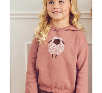 Muesli katoenen roze hoodie met schaapje