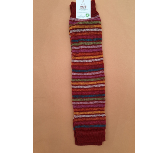 Hirsch natur woolen leg warmers rainbow red